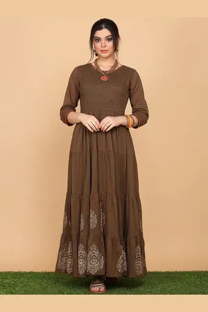 HRITIKA Floral Embellished Pure Cotton Anarkali Kurta