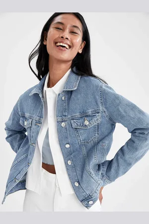 DeFacto Women Blue Pure Cotton Denim Jacket