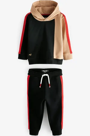 Next Infant Boys Colourblocked Pure Cotton Hooded Sweatshirt With Joggers