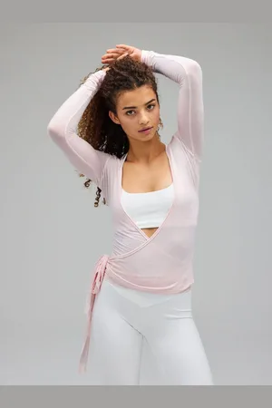 EVERDION Women V Neck Ballet Wrap Top