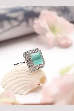 Anouk Silver Plated AD & CZ Stone Studded Finger Ring