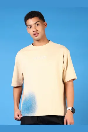 V-Mart Men Dyed Round Neck Cotton Oversized T-shirt