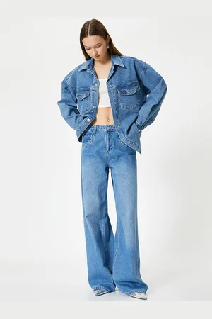 Koton Women Washed Denim Jacket with Embroidered