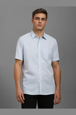 Louis Philippe Men Classic Fit Spread Collar Solid Cotton Linen Casual Shirt