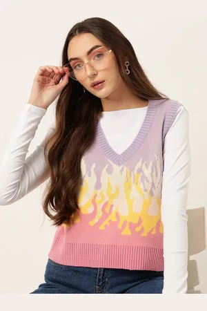 DressBerry Pure Acrylic Self-Design Sweater Vest