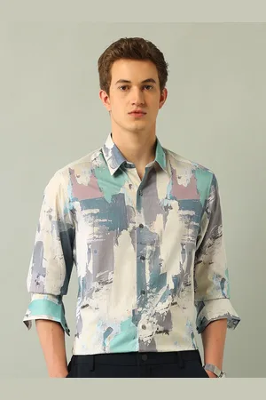 Arrow Men Slim Fit Spread Collar Abstract Printed Cotton Casual Shirt