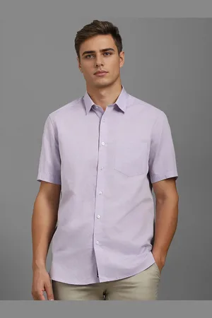Louis Philippe Men Classic Fit Spread Collar Solid Cotton Linen Casual Shirt
