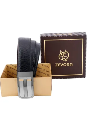 ZEVORA Men Textured Leather Reversible Belt
