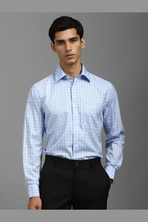 Louis Philippe Men Spread Collar Micro Checked Cotton Formal Shirt