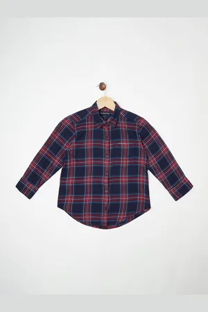 Crimsoune Club Girls Blue & Red Checked Casual Shirt