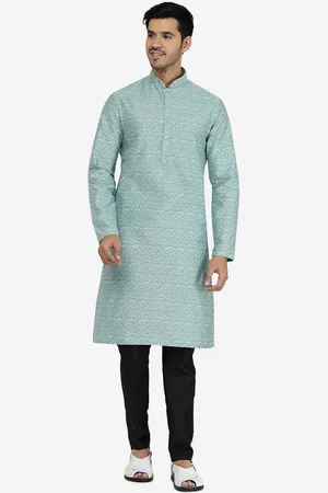 THE KURTA COMPANY Floral Printed Mandarin Collar Long Sleeves Straight Kurta
