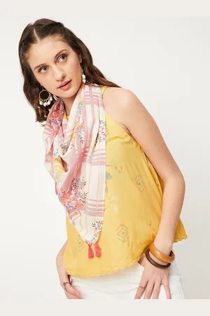 Max Collection Women Floral Printed Scarf With Taselled Border