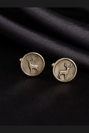 COSA NOSTRAA Gold-Plated Daring Deer Round Cufflinks