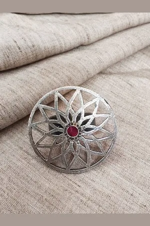 Molcha Artificial Stones Studded Oxidised Adjustable Finger Ring