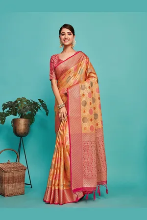 Mimosa Geometric Woven Design Zari Banarasi Saree