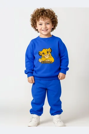 Minicult Kids Printed Round Neck Pure Cotton Sweatshirt With Jogger