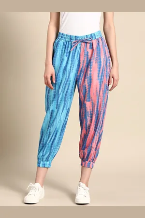 Sangria Women Satin Tie and Dye Pleated Joggers