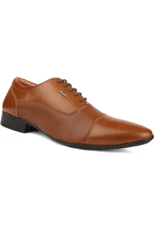 Bata Men Brown Textured Formal Oxfords