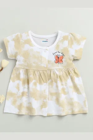 BUMZEE Girls Cotton Tie and Dye Dyed A-Line Dress