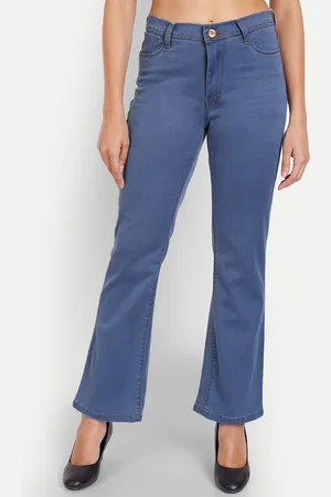 AngelFab Women Jean Bootcut High-Rise Light Fade Stretchable Cotton Jeans