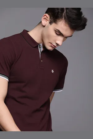 WROGN Men Burgundy Solid Polo Collar T-shirt