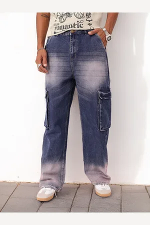 Kook N Keech Men Urban Heavy Fade Ombre Boyfriend Fit Cargo Jeans