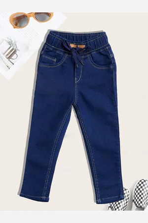YK Girls Jogger High-Rise Light Fade Embroidered Jeans