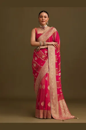 KALKI Fashion Woven Design Zari Poly Georgette Saree