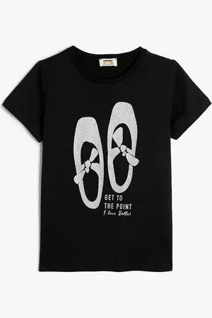 Koton Girls Typography Printed Cotton T-shirt