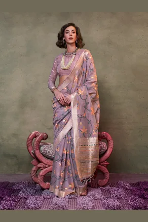 ELORA Ethnic Motifs Zari Pure Cotton Jamdani Saree