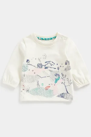 Mothercare Infant Girls Off White Printed Pure Cotton Top