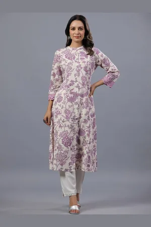 Amchoor Floral Printed A-Line Pure Cotton Kurta