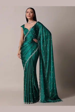 KALKI Fashion Embellished Beads & Stones Satin Saree