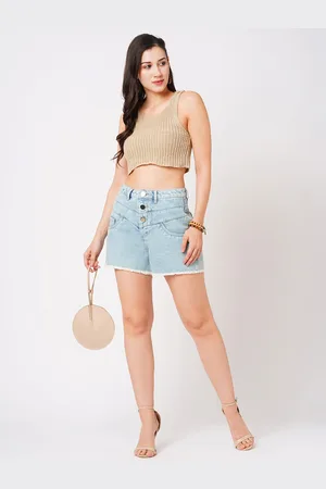 Globus Women Mid-Rise Slim Fit Pure Cotton Denim Shorts