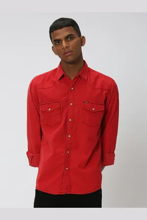 Mufti Slim Fit Spread Collar Long sleeve Pocket Cotton Casual Shirt