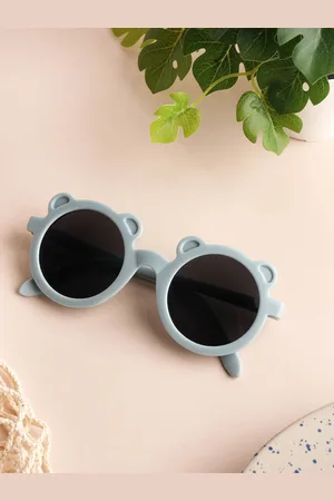 KICKS & CRAWL Boys Black Lens & Blue Round Sunglasses with UV Protected Lens