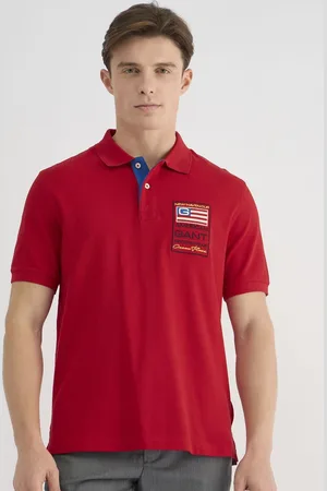 GANT Men Typography Printed Polo Collar Cotton T-shirt
