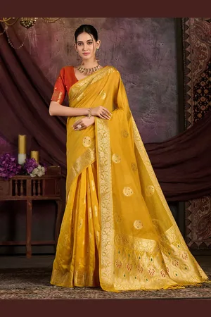 Mimosa Floral Woven Design Zari Kanjeevaram Saree