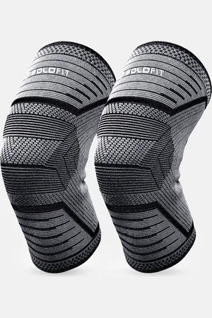 BOLDFIT Knee Sleeve Linear Grey Black Extra Large