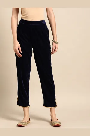 Sangria Women Velvet Finish Gota Pati Trousers