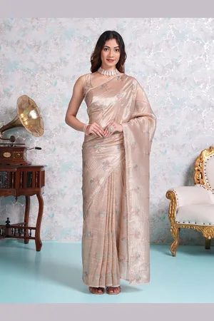 Mimosa Floral Embroidered Banarasi Saree