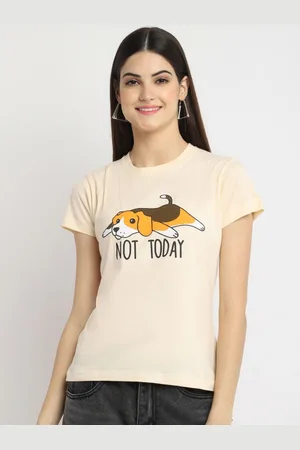 Corsica Women Regular Fit Graphic Printed Round Neck Cotton T-shirt