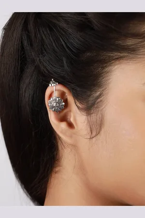 Sangria Set Of 2 Silver-Plated Textured Ear Cuff Earrings