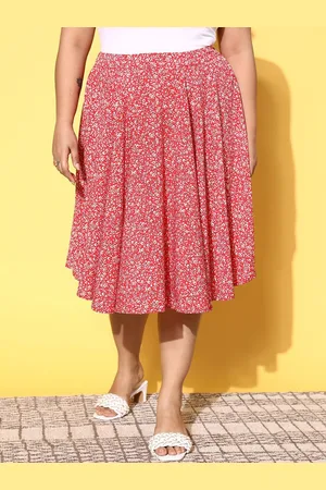 Berrylush Floral Printed High-Rise Flared Midi Skirt