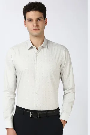 Peter England Men Spread Collar Geometric Printed Cotton Formal Shirt