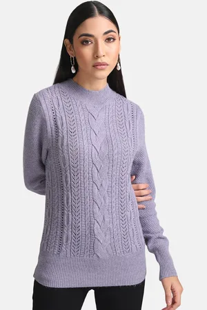 Kazo Women Blue Cable Knit Pullover