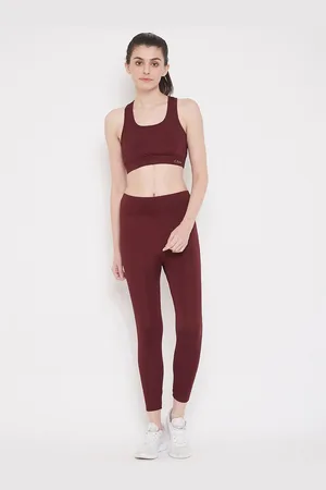 Clovia Women Maroon Solid Tracksuit