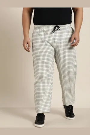 SOJANYA Men White & Green Checked Cotton Track Pants