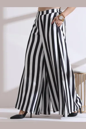 Swtantra Women Satin Zebra Striped Palazzos Pant