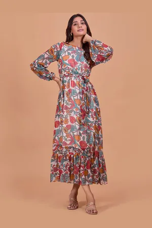 DressBerry Floral Print Chiffon Fit & Flare Maxi Dress